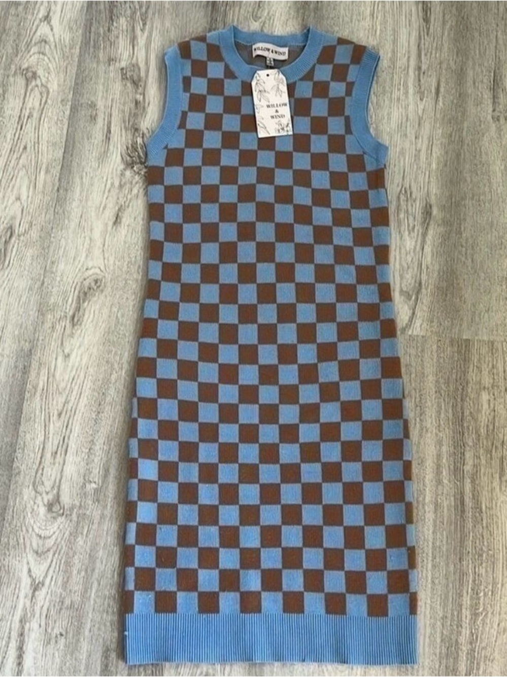 NWT checkered retro 90s vibe knit dress